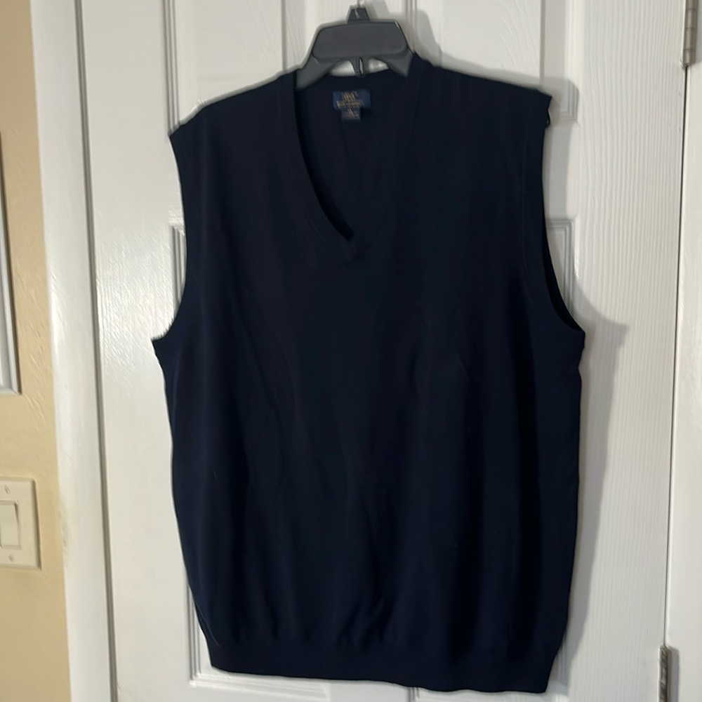 346 Brooks Brothers Extra Fine Merino Wool V-neck sweater vest navy blue XL